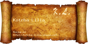 Kotrba Lilla névjegykártya